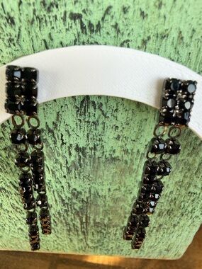 Black Rhinestone Dangle Earrings - Elegant Women Jewelry